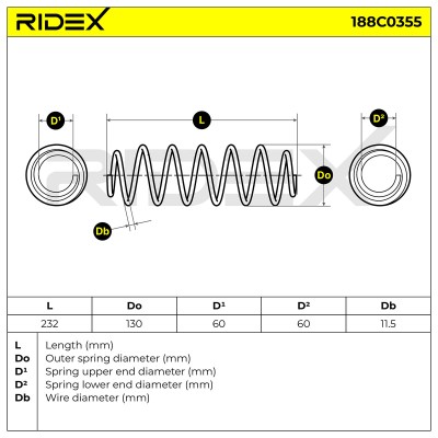Fahrwerksfeder RIDEX 188C0355 188C0355 - foto 5