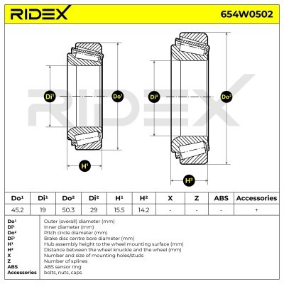 Radlager RIDEX 654W0502 654W0502 - foto 4