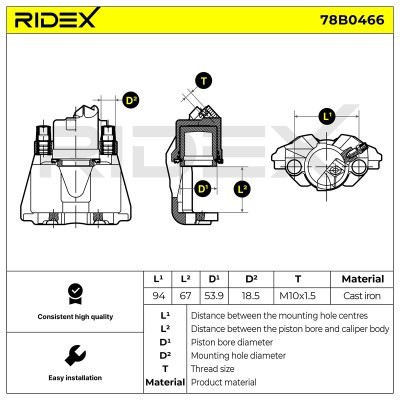 Bremssattel RIDEX 78B0466 78B0466 - foto 5