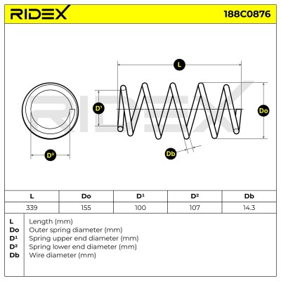 Fahrwerksfeder RIDEX 188C0876 188C0876 - foto 5