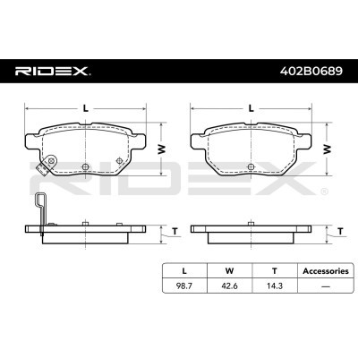 Bremsbeläge Satz RIDEX 402B0689 402B0689 - foto 3