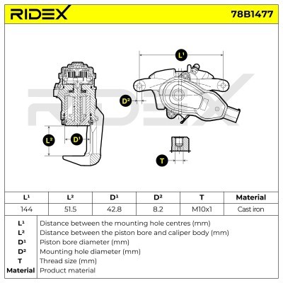 Bremssattel RIDEX 78B1477 78B1477 - foto 8