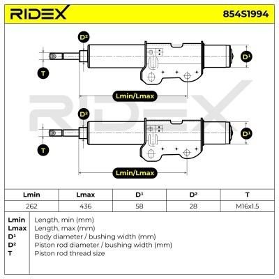 Stoßdämpfer RIDEX 854S1994 854S1994 - foto 4