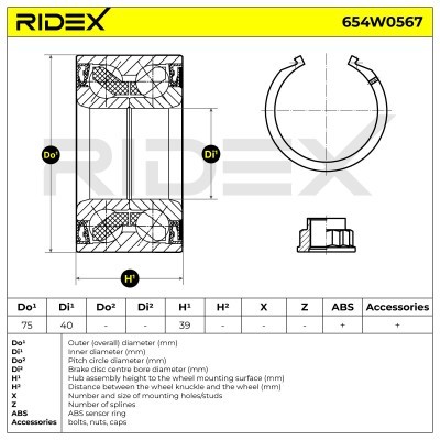 Radlager RIDEX 654W0567 654W0567 - foto 3