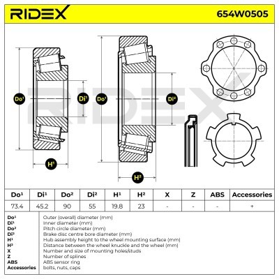 Radlagersatz RIDEX 654W0505 654W0505 - foto 6