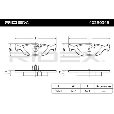 Bremsbeläge Satz RIDEX 402B0348 402B0348 - foto 6