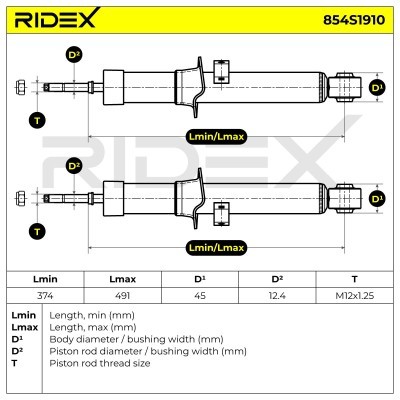 Stoßdämpfer RIDEX 854S1910 854S1910 - foto 6