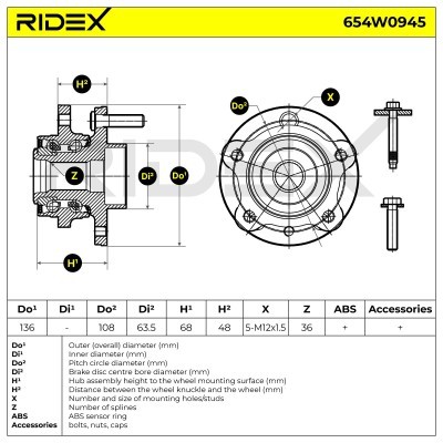 Radlager RIDEX 654W0945 654W0945 - foto 5