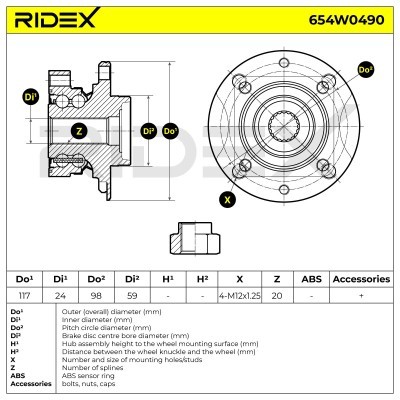 Radlager RIDEX 654W0490 654W0490 - foto 2