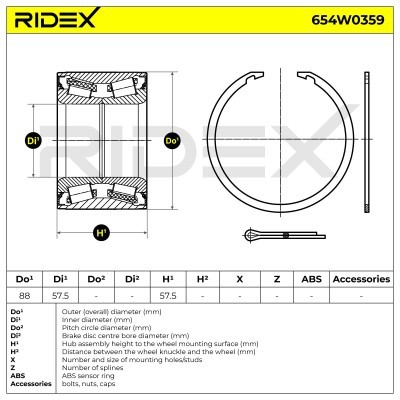Radlagersatz RIDEX 654W0359 654W0359 - foto 6