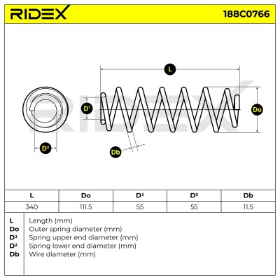 Fahrwerksfeder RIDEX 188C0766 188C0766 - foto 6