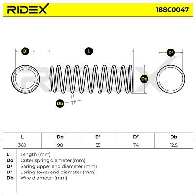 Fahrwerksfeder RIDEX 188C0047 188C0047 - foto 5