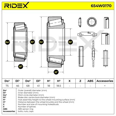 Radlager RIDEX 654W0170 654W0170 - foto 3