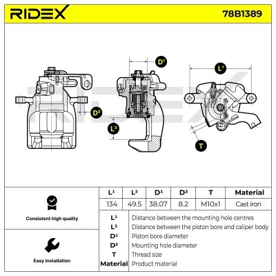 Bremssattel RIDEX 78B1389 78B1389 - foto 7