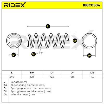 Fahrwerksfeder RIDEX 188C0504 188C0504 - foto 5