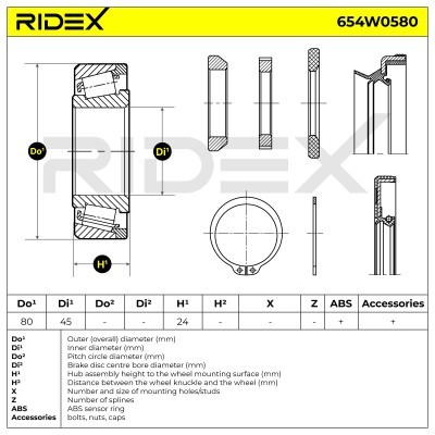 Radlager RIDEX 654W0580 654W0580 - foto 5