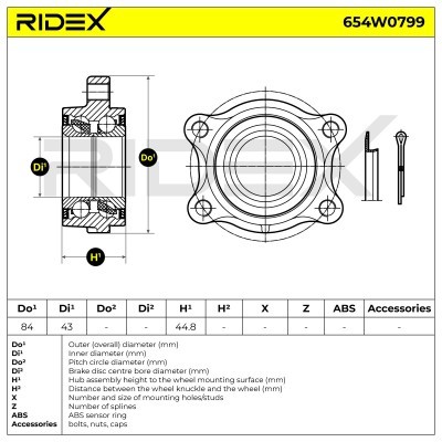 Radlager RIDEX 654W0799 654W0799 - foto 5