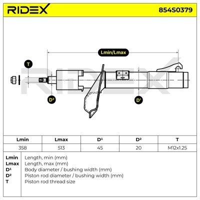 Stoßdämpfer RIDEX 854S0379 854S0379 - foto 8