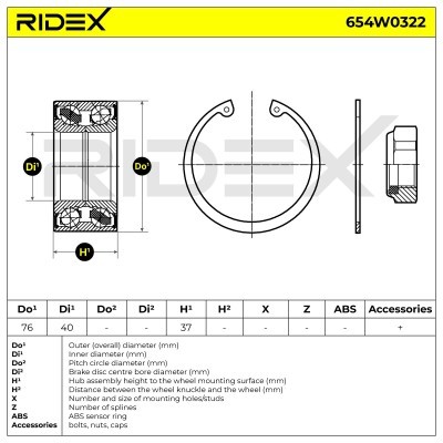 Radlager RIDEX 654W0322 654W0322 - foto 5