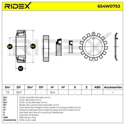 Radlagersatz RIDEX 654W0753 654W0753 - foto 8