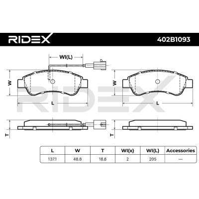 Bremsbeläge Satz RIDEX 402B1093 402B1093 - foto 6