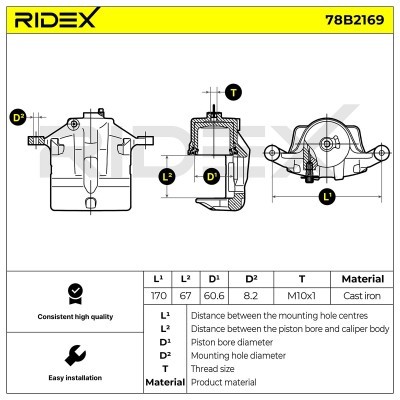 Bremssattel RIDEX 78B2169 78B2169 - foto 6
