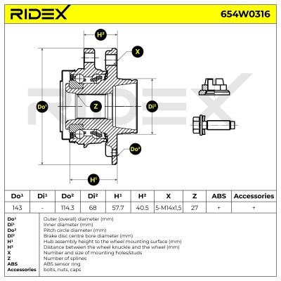 Radlagersatz RIDEX 654W0316 654W0316 - foto 3