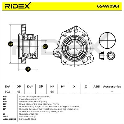 Radlager RIDEX 654W0961 654W0961 - foto 5