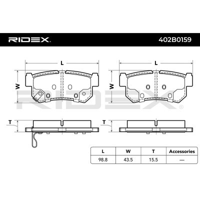 Bremsbeläge Satz RIDEX 402B0159 402B0159 - foto 3