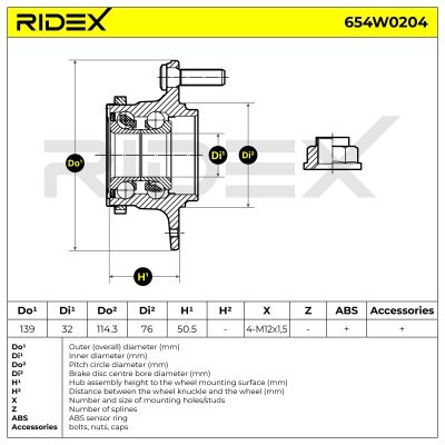 Radlager RIDEX 654W0204 654W0204 - foto 7