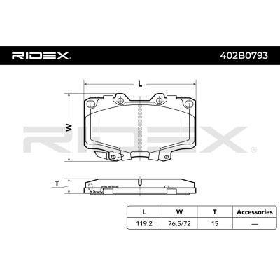 Bremsbeläge Satz RIDEX 402B0793 402B0793 - foto 3
