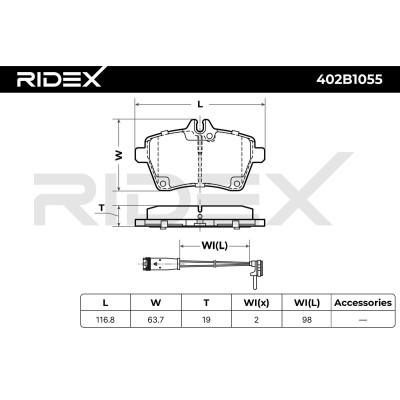 Bremsbeläge Satz RIDEX 402B1055 402B1055 - foto 8