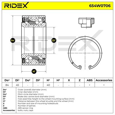 Radlager RIDEX 654W0706 654W0706 - foto 6