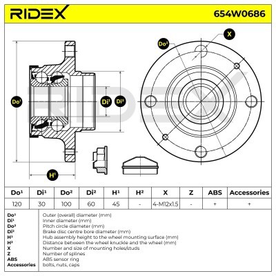 Radlagersatz RIDEX 654W0686 654W0686 - foto 5