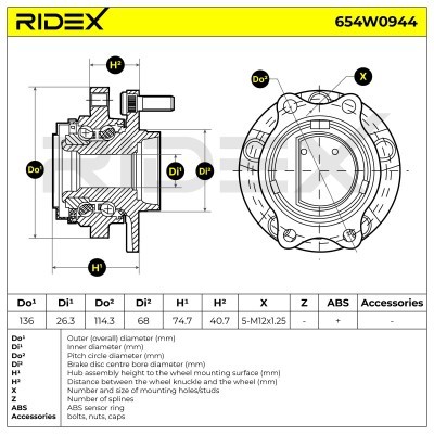 Radlager RIDEX 654W0944 654W0944 - foto 6