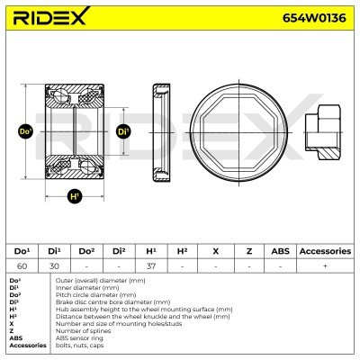 Radlager RIDEX 654W0136 654W0136 - foto 7