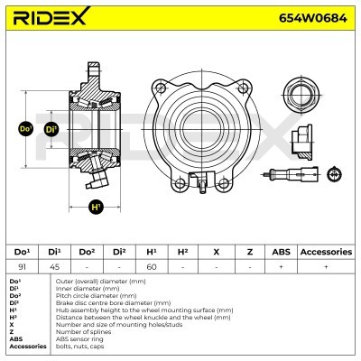 Radlager RIDEX 654W0684 654W0684 - foto 6