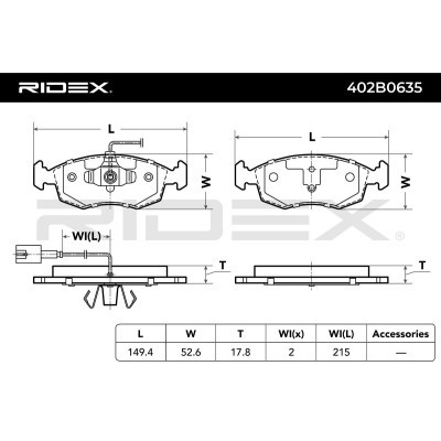 Bremsbeläge Satz RIDEX 402B0635 402B0635 - foto 3