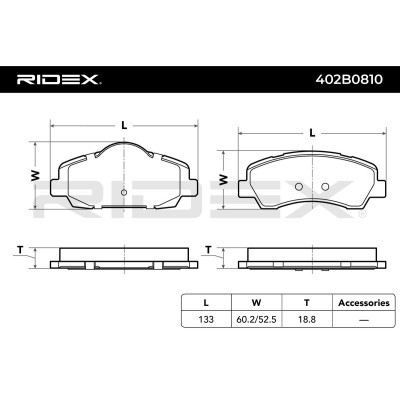 Bremsbeläge Satz RIDEX 402B0810 402B0810 - foto 6