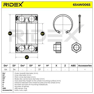 Radlager RIDEX 654W0065 654W0065 - foto 2