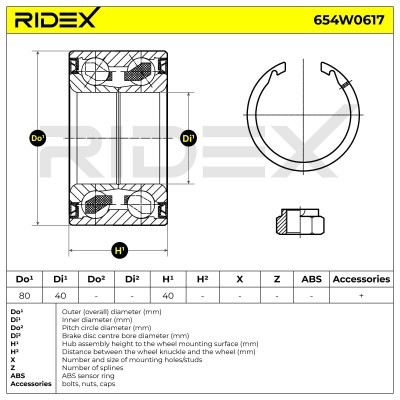 Radlager RIDEX 654W0617 654W0617 - foto 2