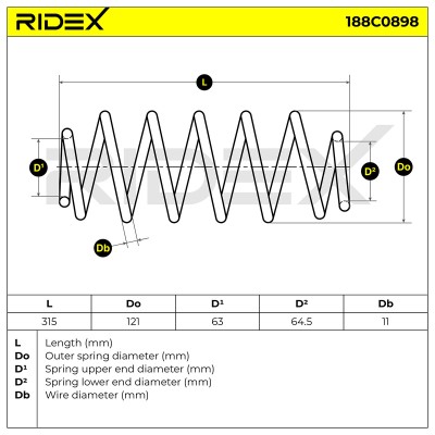 Fahrwerksfeder RIDEX 188C0898 188C0898 - foto 5