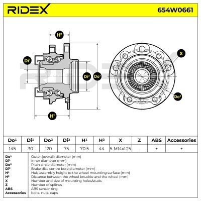 Radlager RIDEX 654W0661 654W0661 - foto 5