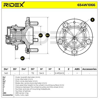 Radlager RIDEX 654W1066 654W1066 - foto 6