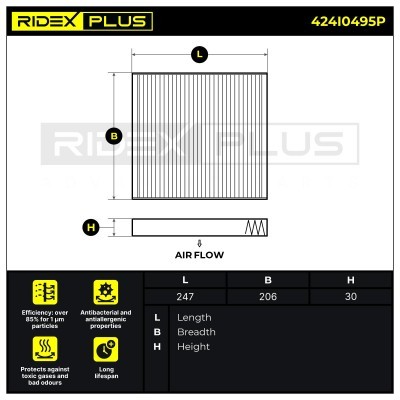 Filter, Innenraumluft RIDEX 424I0495P 424I0495P - foto 12