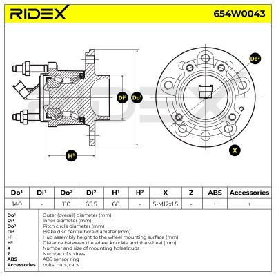 Radlager RIDEX 654W0043 654W0043 - foto 8