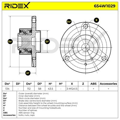 Radlager RIDEX 654W1029 654W1029 - foto 5