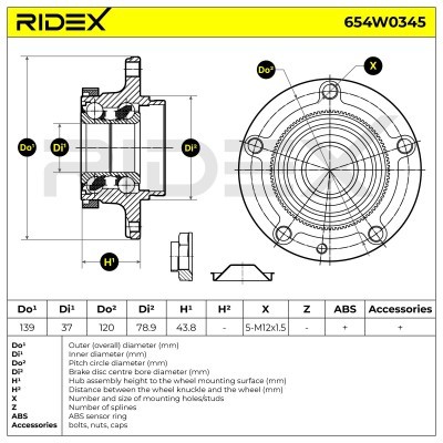 Radlager RIDEX 654W0345 654W0345 - foto 7