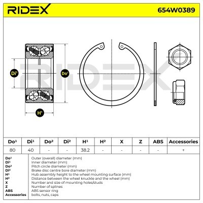 Radlager RIDEX 654W0389 654W0389 - foto 6