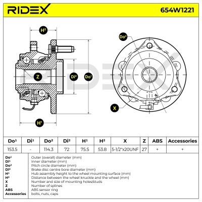 Radlager RIDEX 654W1221 654W1221 - foto 5